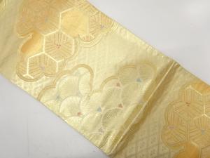 アンティーク　松青海波に亀甲模様織り出し袋帯（材料）